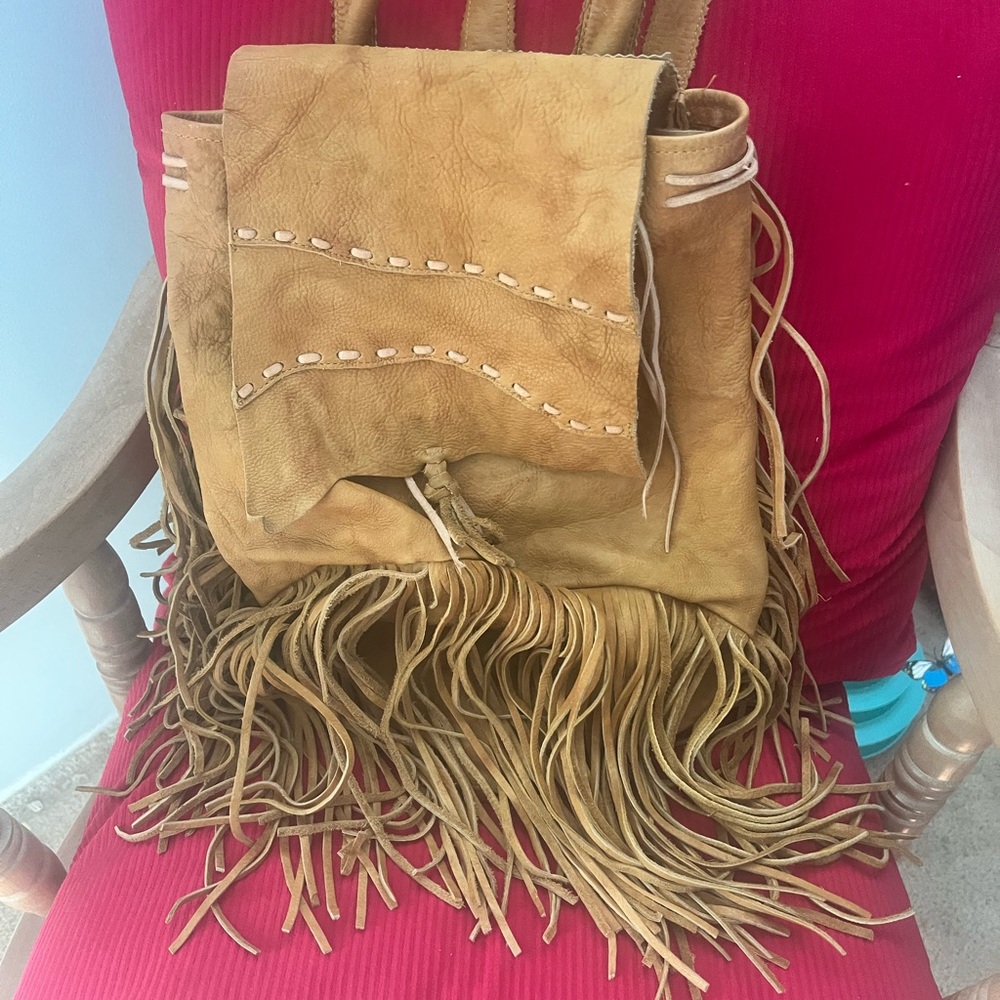 Kobler leather fringe backpack